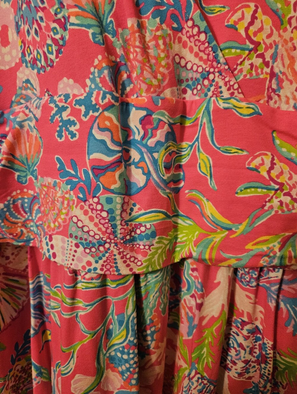 Lilly Pulitzer Pink Multi Floral V-Neck Midi Dress - Picture 6 of 9